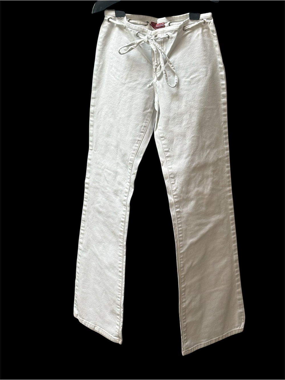 Hot Kiss Women's Straight Leg Jeans in White with Drawstring